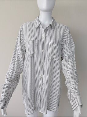 J.Jill White/Gray striped blouse